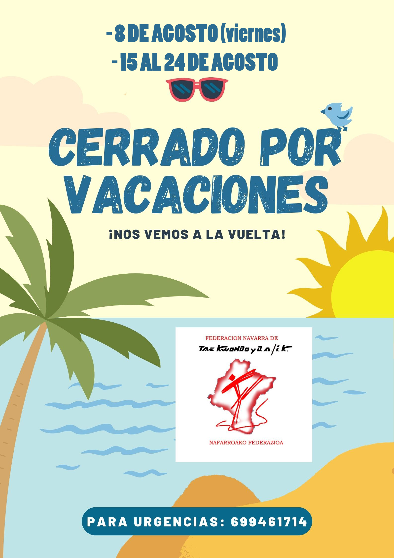 CERRADO POR VACACIONES